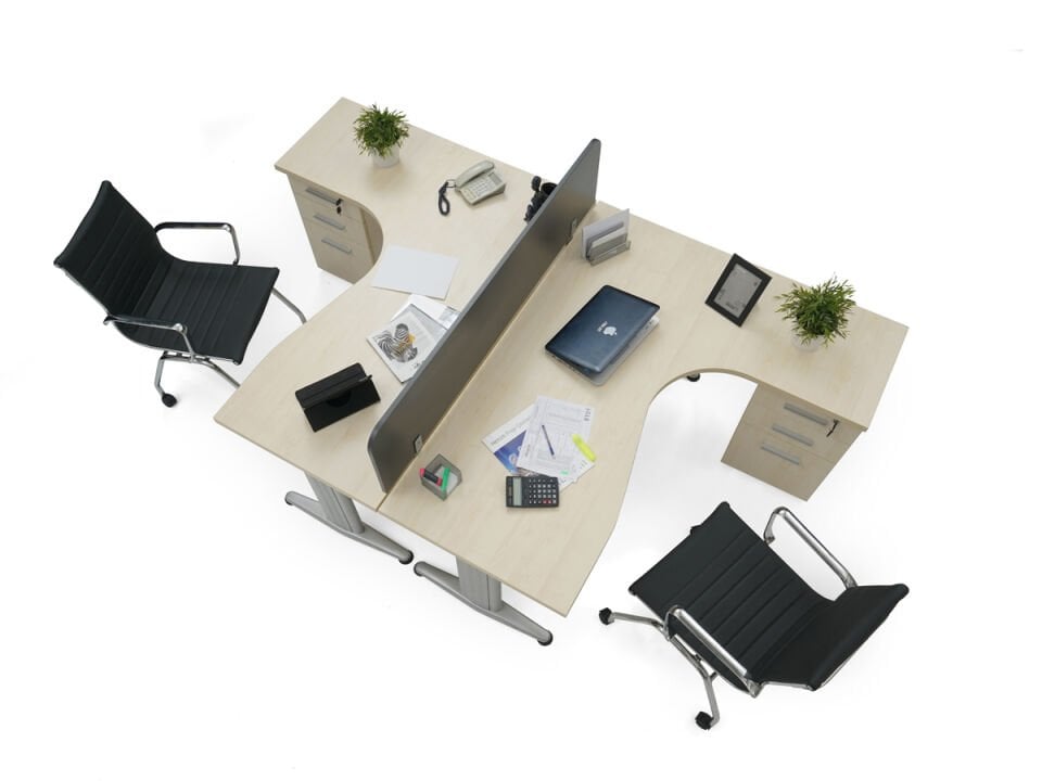 Silver İkili L Ofis Masaları