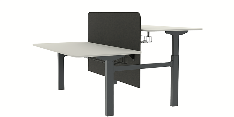 Level 180’lik 2'li Yükseklik Ayarlı  Workstation, 30 mm Melamin Tablalı